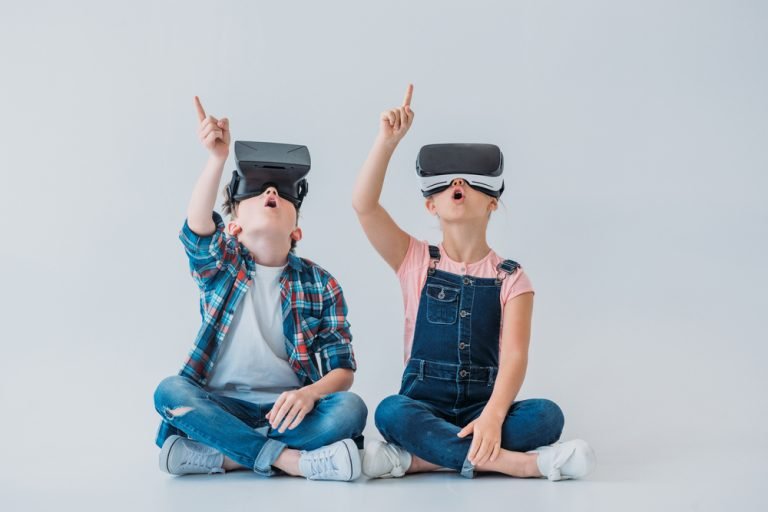 Children with VR headsets